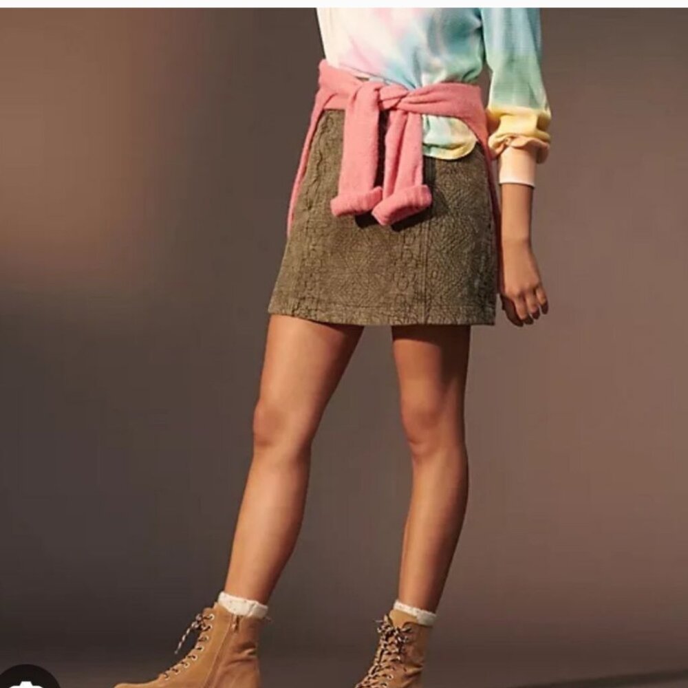 Anthropologie Pilcro Quilted Lined Mini Skirt
